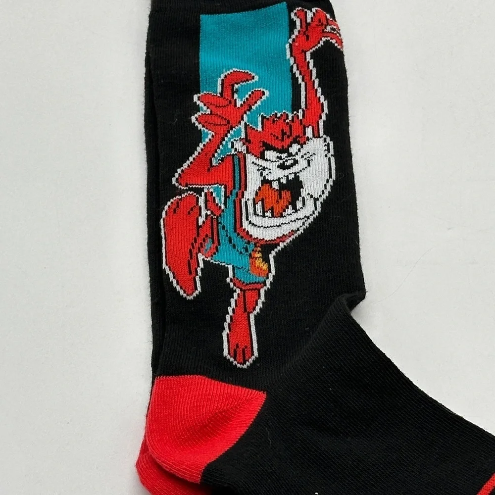 mens Novelty Socks space jam tazmanian devil Size 6-12 Warner Brothers 1‎ Pair